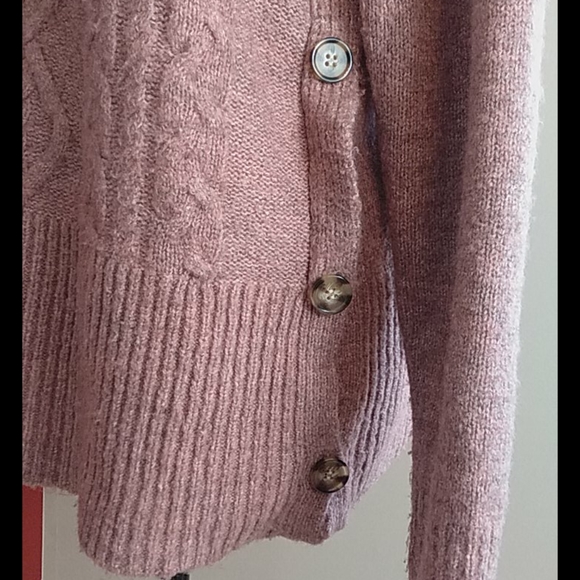 Marled Dusty Rose Sweater with side buttons, Large - Picture 3 of 9